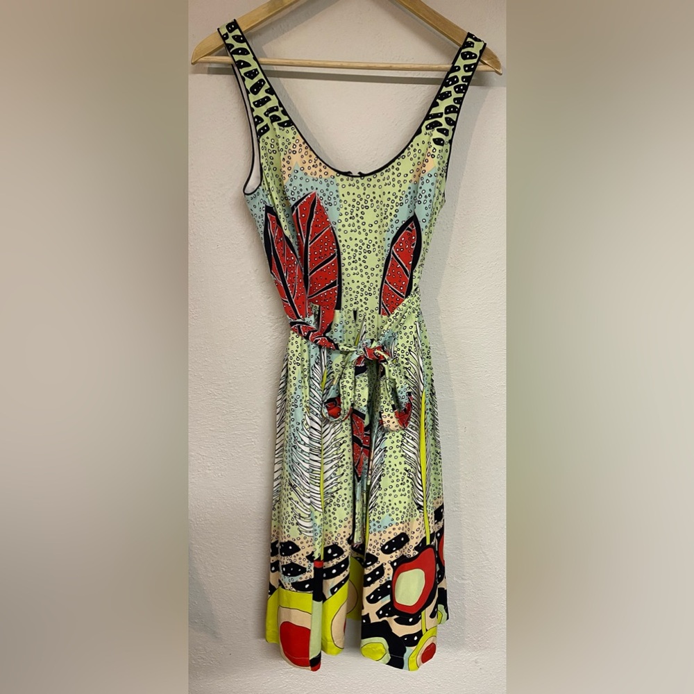 Corey Lynn Calter Abstract Botanical Silk Dress
